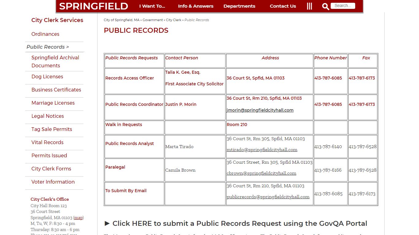 Public Records: City of Springfield, MA